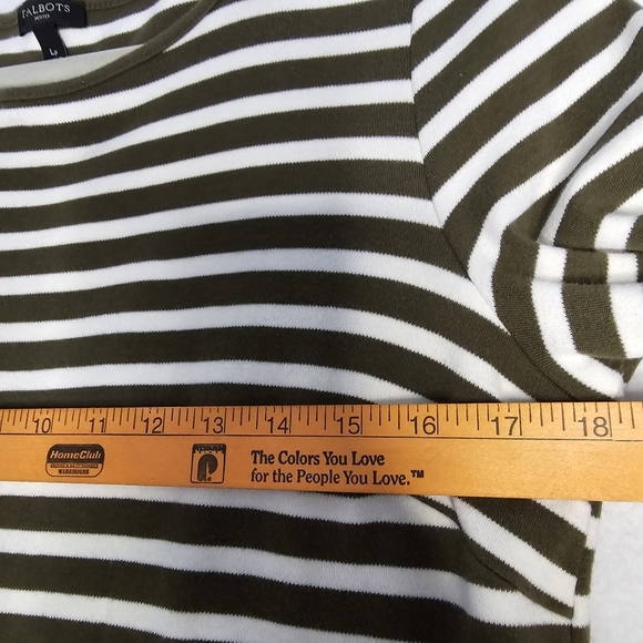 Talbots olive green and White Striped Dress size L petite - Picture 8 of 11